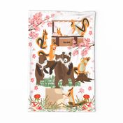 Bears Dancing to the Tune of Chipmunks Tea Towel