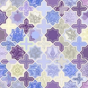 Decorative Geometric Tiles in Cream, Lilac and Lavender - small