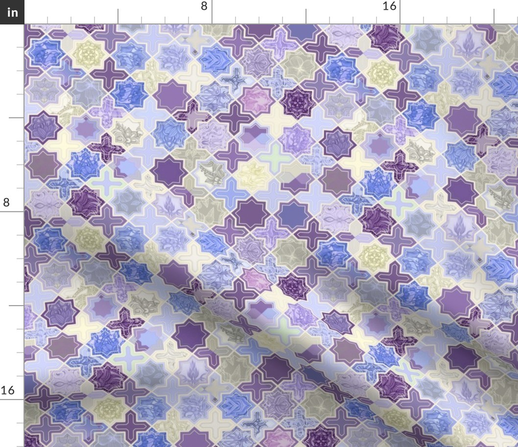 Decorative Geometric Tiles in Cream, Lilac and Lavender - small