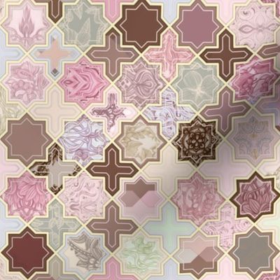 Decorative Geometric Tiles in Neapolitan Colors - small