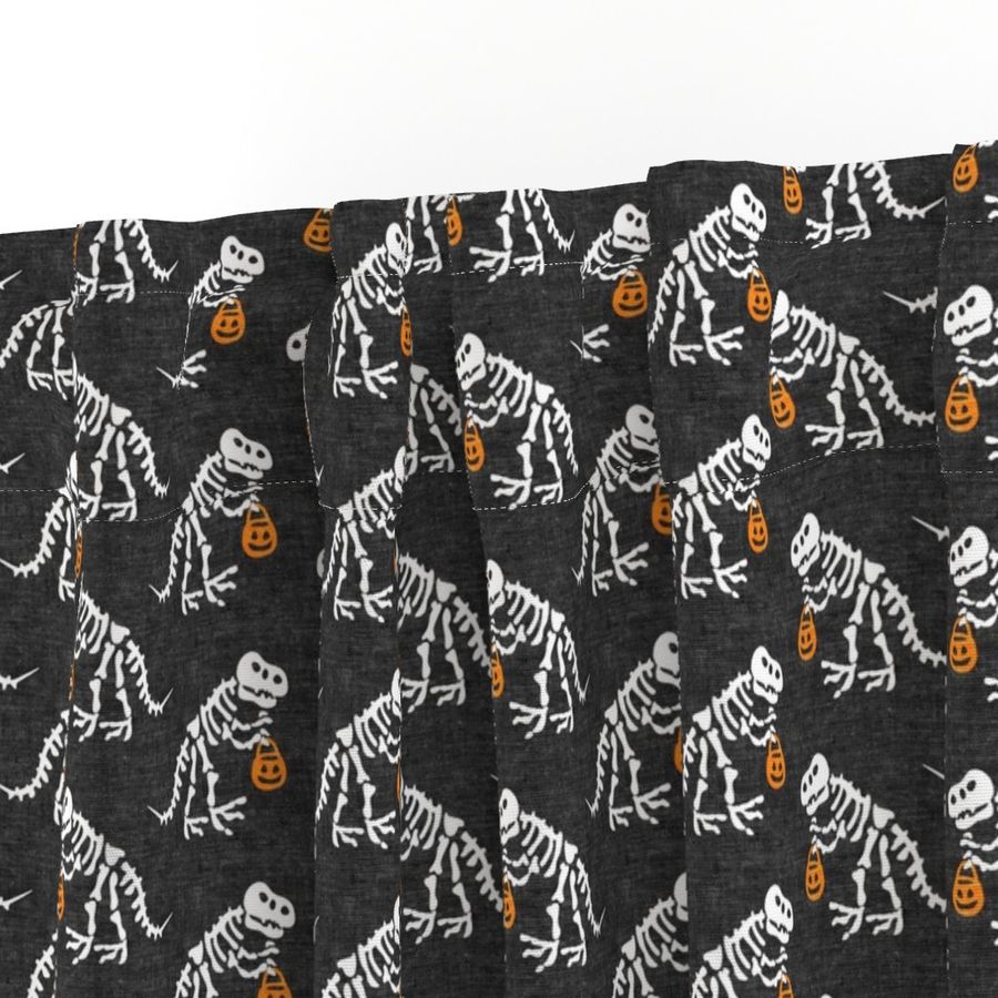 Trick or Treating Skeleton Trex - grey - halloween - LAD19