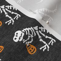 Trick or Treating Skeleton Trex - grey - halloween - LAD19