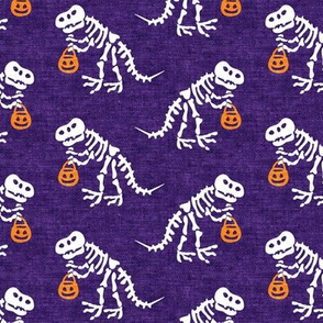 Trick or Treating Skeleton Trex - purple - halloween - LAD19
