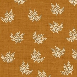 Feathery Fern Closer Rust Orange Linen // standard