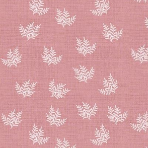 Feathery Fern Closer Rose Pink Linen