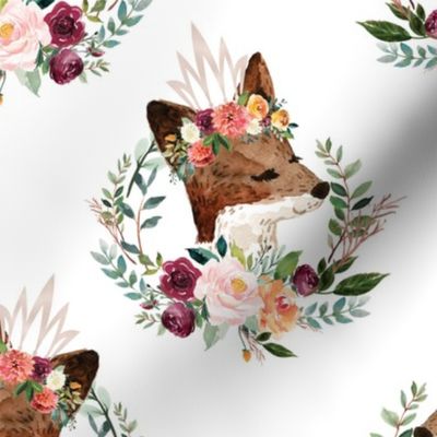 paprika floral fox with crown 6"