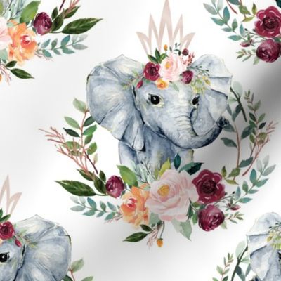 paprika floral elephant with crown 6"