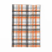 Halloween watercolor plaid - orange, grey, and black - LAD19