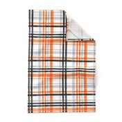 Halloween watercolor plaid - orange, grey, and black - LAD19