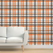 Halloween watercolor plaid - orange, grey, and black - LAD19