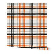 Halloween watercolor plaid - orange, grey, and black - LAD19