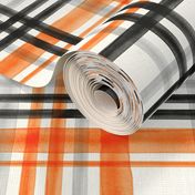 Halloween watercolor plaid - orange, grey, and black - LAD19