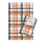 Halloween watercolor plaid - orange, grey, and black - LAD19