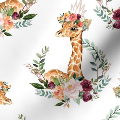 paprika floral giraffe with crown 6"