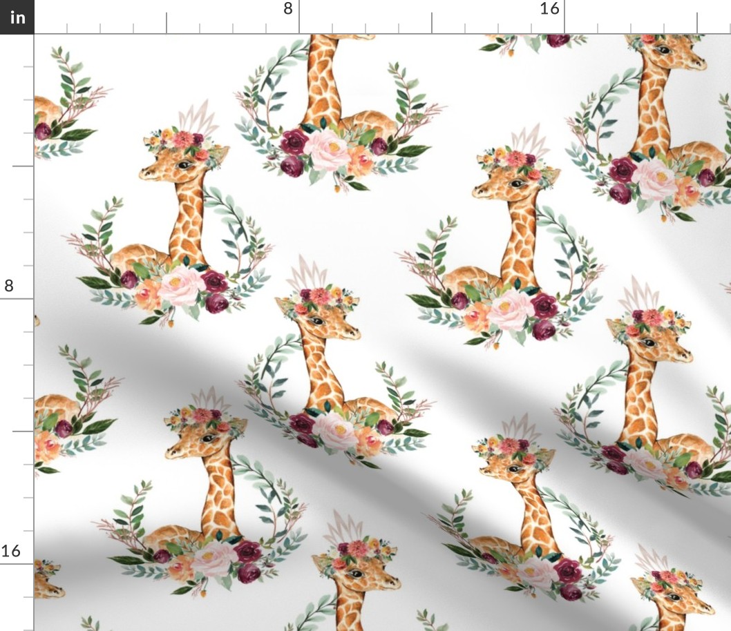 paprika floral giraffe with crown 6"