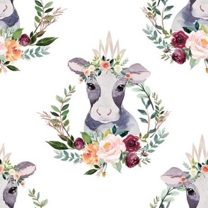 paprika floral cow with crown 6"