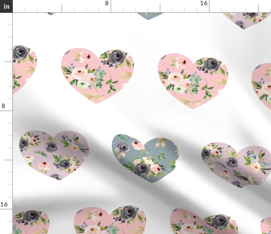 blush floral hearts