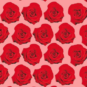 Pop Art Roses Red and Pink Modern Floral Pattern