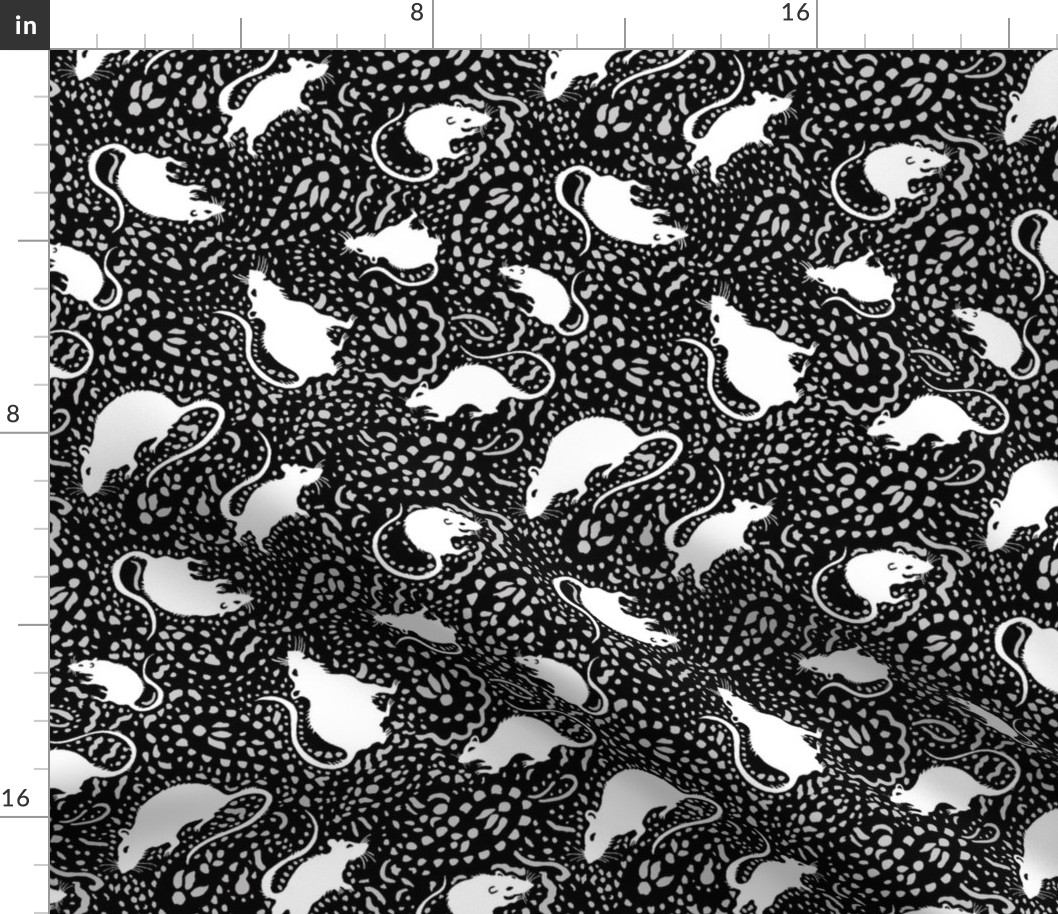 Paisley Rat Mosaic - 8.6inch black grey white