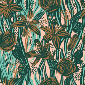 Roses and lilies directional pattern by Kreativkollektiv