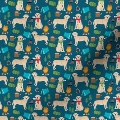 SMALL - yellow labrador camping outdoors dog breed fabric navy