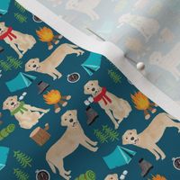 SMALL - yellow labrador camping outdoors dog breed fabric navy