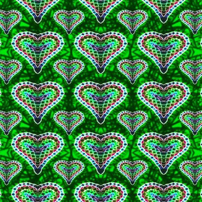 Green Mosaic Hearts