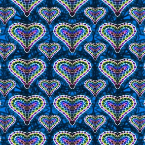 Blue Mosaic Hearts