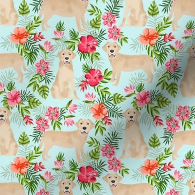 yellow labrador hawaiian fabric - hawaiian floral fabric, dog fabric, labrador fabric, yellow lab fabric - mint