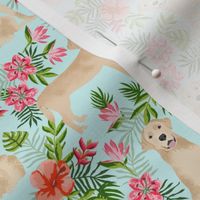 yellow labrador hawaiian fabric - hawaiian floral fabric, dog fabric, labrador fabric, yellow lab fabric - mint