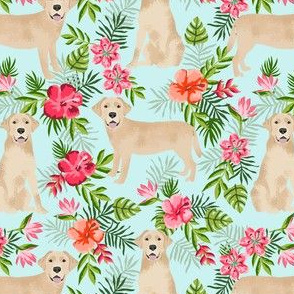 yellow labrador hawaiian fabric - hawaiian floral fabric, dog fabric, labrador fabric, yellow lab fabric - mint