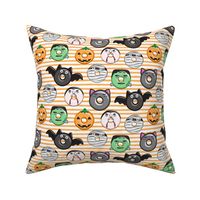 halloween donut medley - cute halloween - orange stripes - monsters pumpkin frankenstein black cat Dracula C19BS 