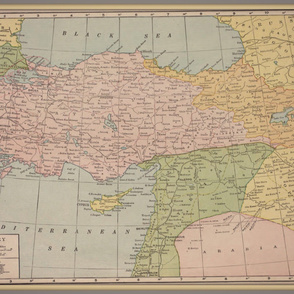 Large vintage map of Turkey, colorful