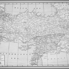 Vintage Turkey map, black and white, large