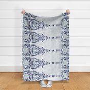 Boho Border Print in Navy and Grey Blue for skirts