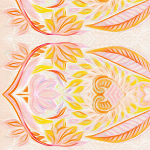 Boho Border Print in Orange, Peach & Pink for skirts