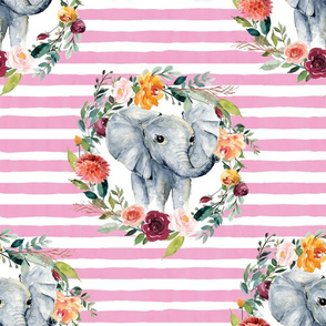 paprika floral elephant with pink stripes