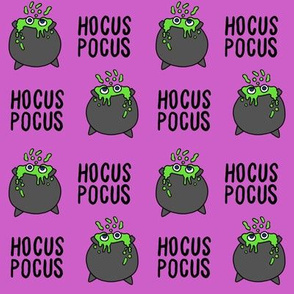 hocus pocus witch fabric, cauldron fabric, creepy gooey fabric, eyeballs, witch, scary fabric -  purple