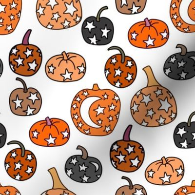 mystical pumpkin fabric, scary fabric, halloween fabric, fall fabric, stars, star fabric, pumpkins, magic pumpkins, magic - white