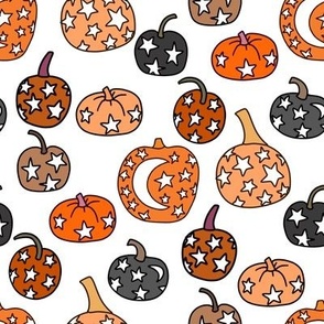mystical pumpkin fabric, scary fabric, halloween fabric, fall fabric, stars, star fabric, pumpkins, magic pumpkins, magic - white