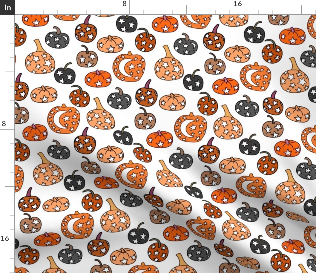 mystical pumpkin fabric, scary fabric, halloween fabric, fall fabric, stars, star fabric, pumpkins, magic pumpkins, magic - white