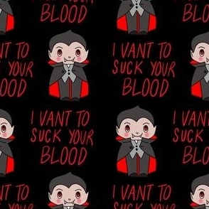 vampire blood sucker fabric, Halloween fabric, creepy cute fabric, vampire fabric, cute design - black