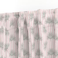 Palm Leaves On Pink Stripes