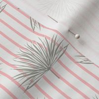 Palm Leaves On Pink Stripes