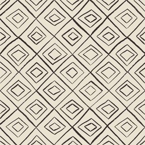 Diamond Block Quilt (charcoal on cream) 