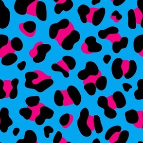 Retro 80s Neon Pink And Blue Leopard