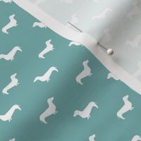 TINY marine blue dachshund silhouette fabric doxie design dachshunds fabric 