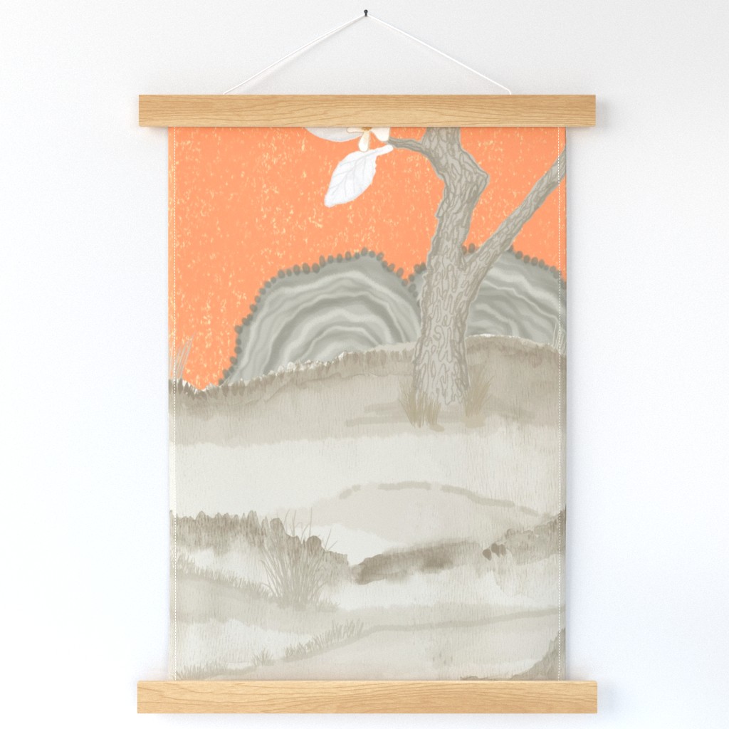 Orange Grey Citrus Blossom TREE PANEL1