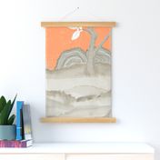 Orange Grey Citrus Blossom TREE PANEL1