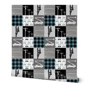 lineman patchwork - buffalo plaid slate blue - C19BS